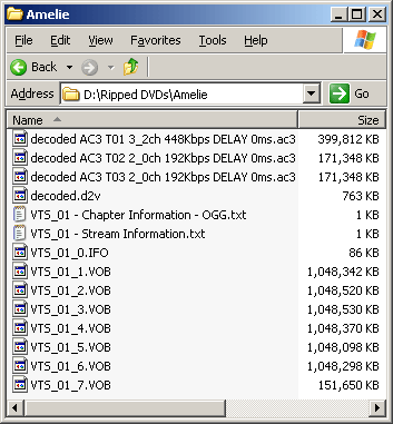The example ripping folder now contains a "decoded.d2v" file and some .ac3 files.